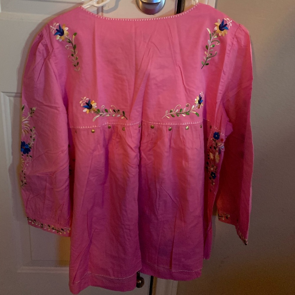 hand woven pink dress barn blouse